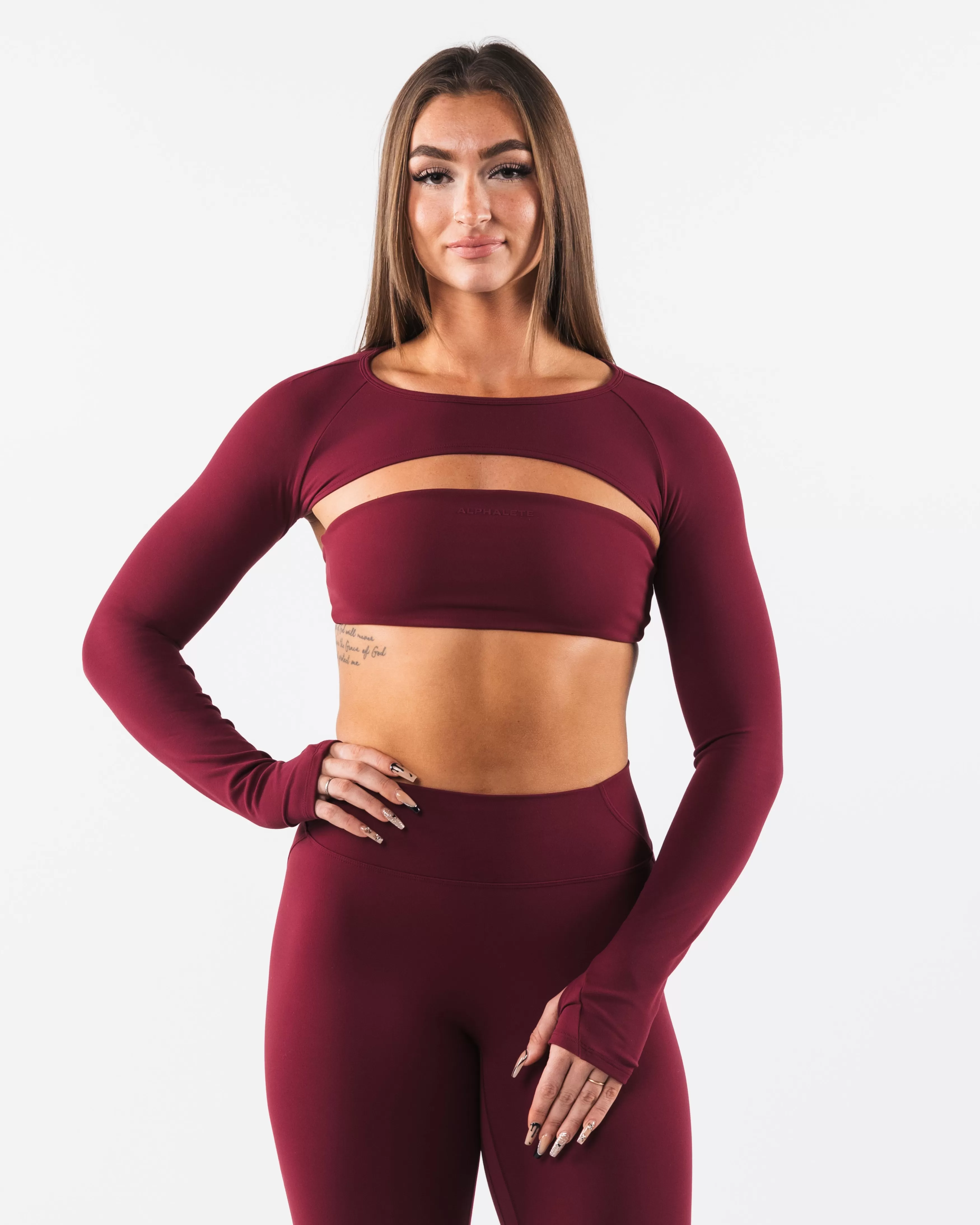 Women Alphalete Athletics T-shirts & Crops>Aura Shrug LS