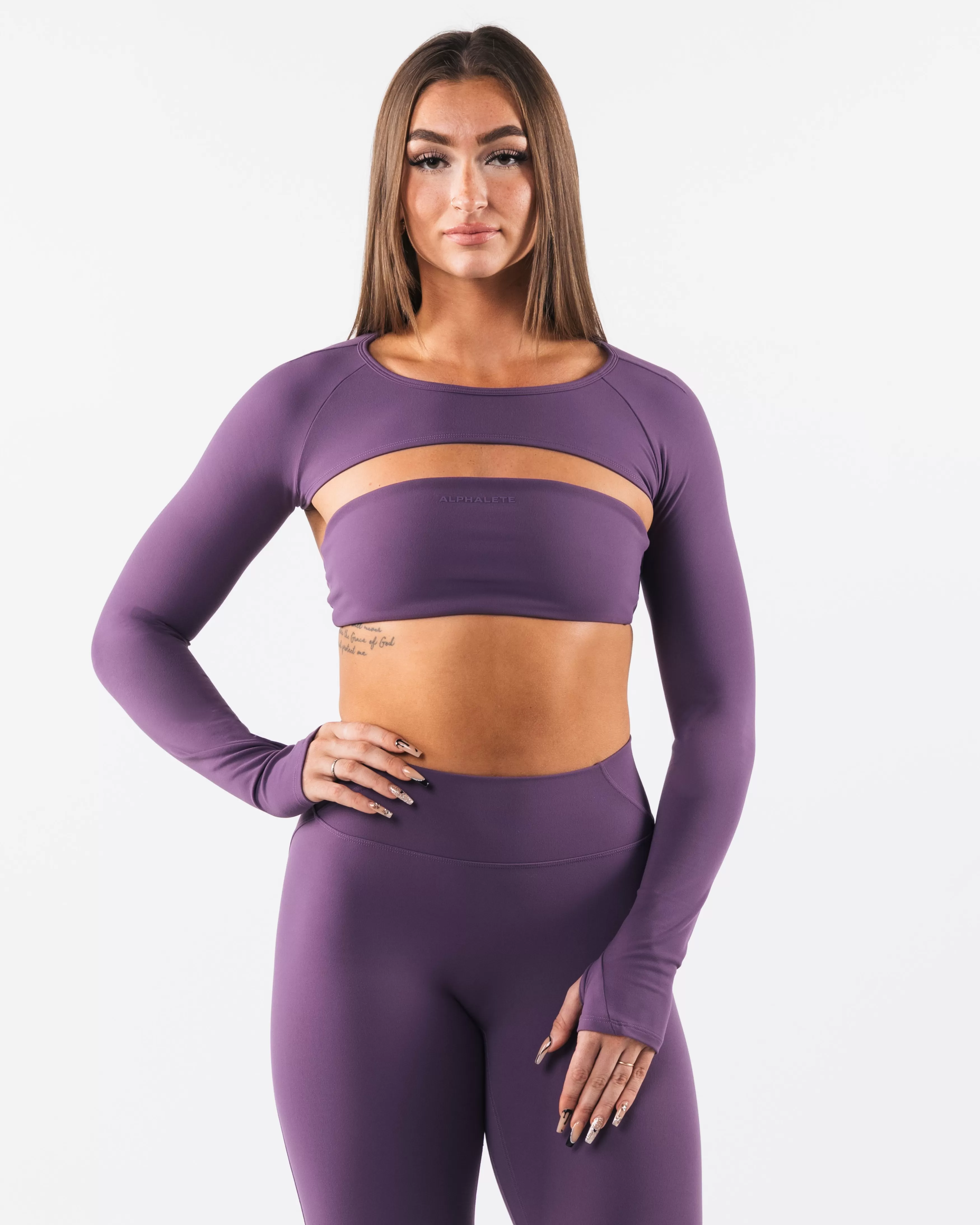 Women Alphalete Athletics T-shirts & Crops>Aura Shrug LS