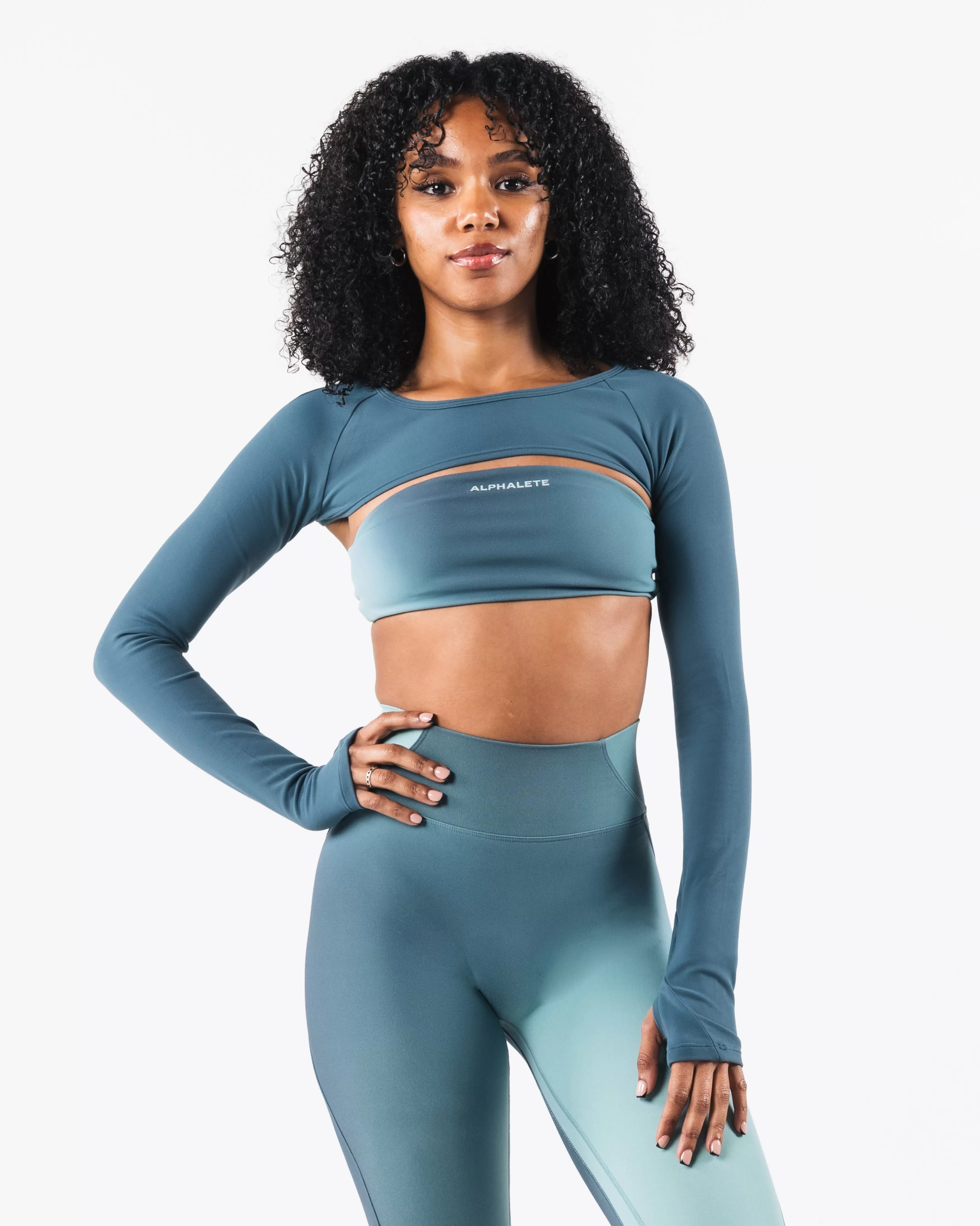 Women Alphalete Athletics T-shirts & Crops>Aura Shrug LS