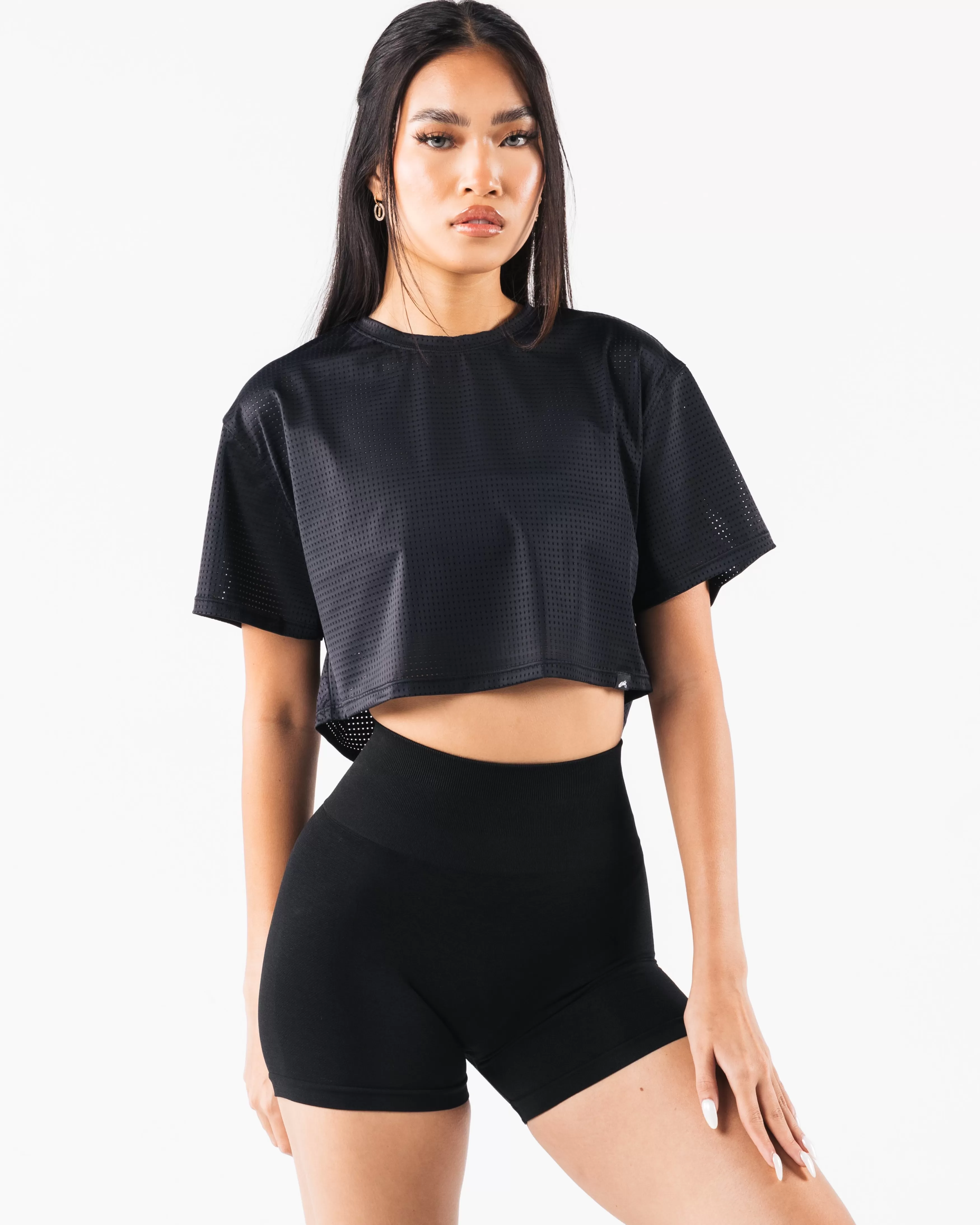 Women Alphalete Athletics T-shirts & Crops>Margo Mesh Crop Tee