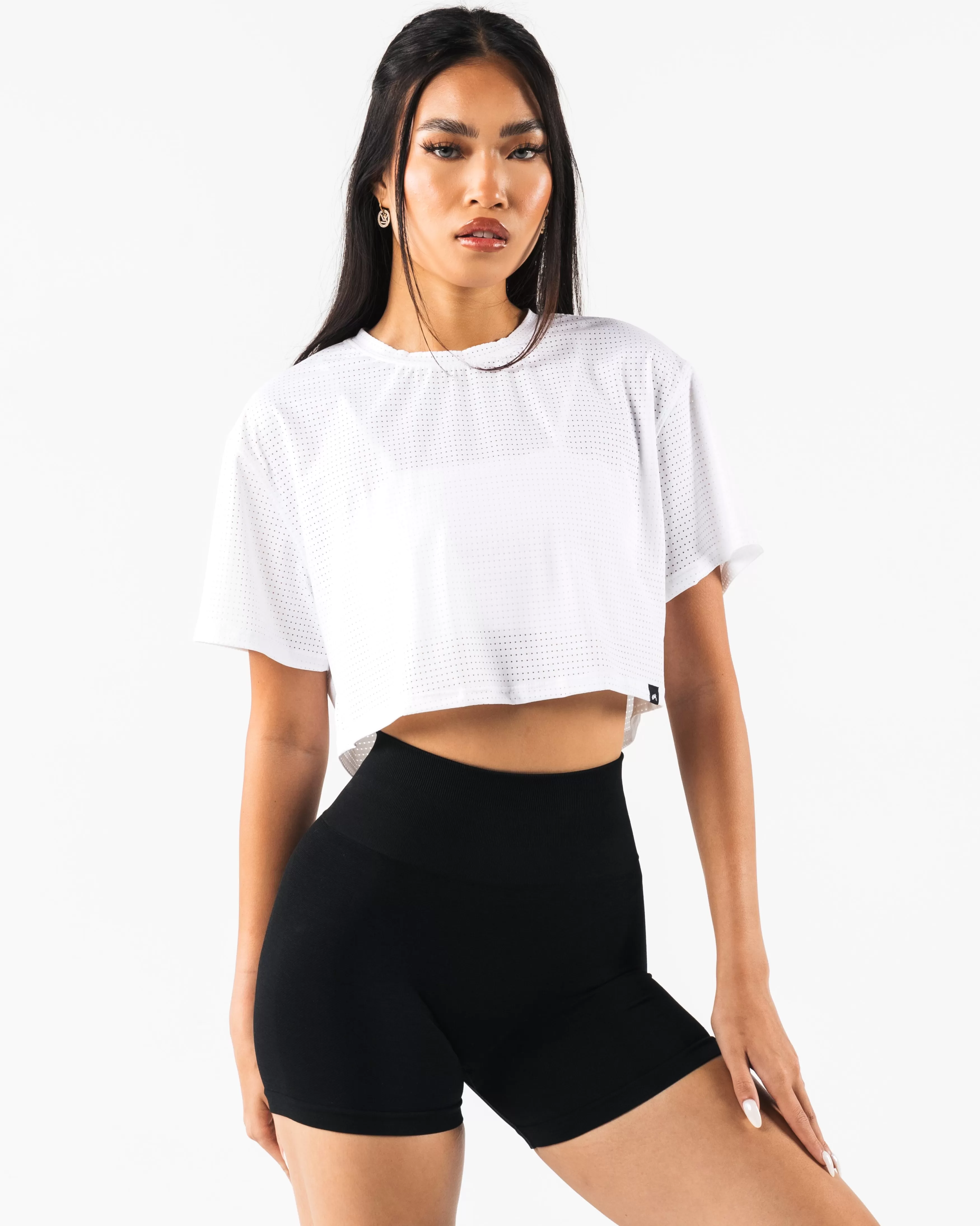 Women Alphalete Athletics T-shirts & Crops>Margo Mesh Crop Tee